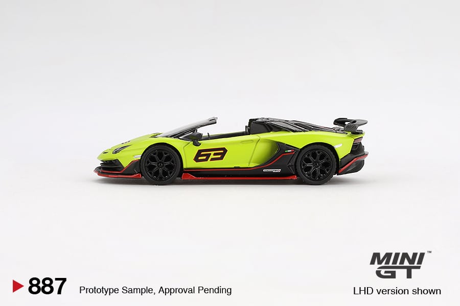 MINI GT No.887 Lamborghini Aventador SVJ 63 Roadster Verde Shock MGT00887 Diecast model cars Pre Order Gift2kids